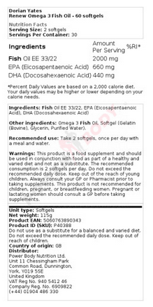 DY Nutrition Omega 3 fish oil 60 softgels