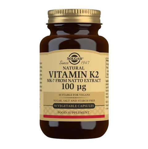 Solgar Natural Vitamin K2 (MK-7) 100 mcg Vegetable Capsules - Pack of 50